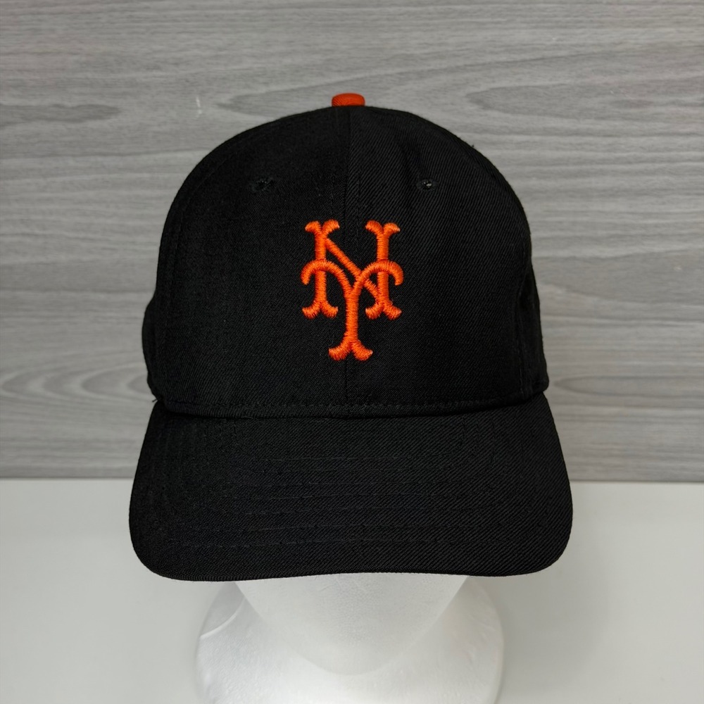 Vintage Roman Pro New York Mets Hat Black Orange Fitted Size 7 MLB Baseball Cap